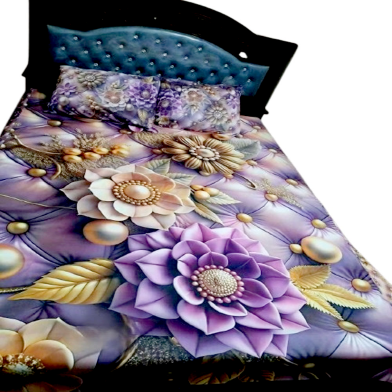 Premium King Size 3D Design Bed Sheet With 2 Pillow Cover And 1 Side Pillow Cover image