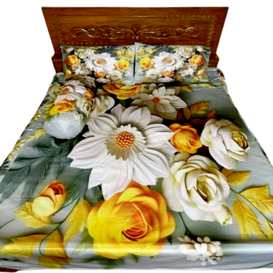 Premium King Size 3D Design Bed Sheet With 2 Pillow Cover And 1 Side Pillow Cover image