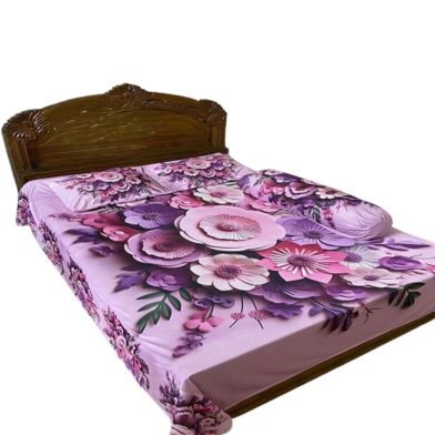 Premium King Size 3D Design Bed Sheet With 2 Pillow Cover And 1 Side Pillow Cover image