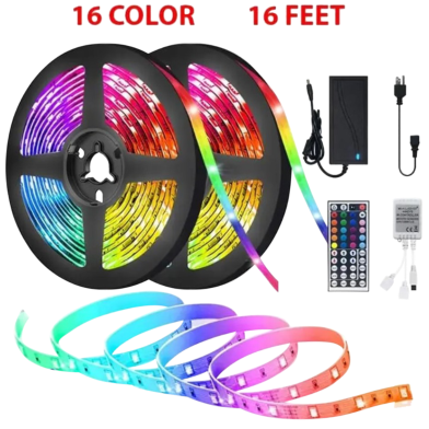 Premium Quality - 16 Color RGB 5050 LED Flexible Strip Light With Remote Control - 14 to 16 Feet Light image