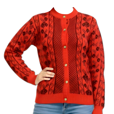 Premium Quality Free Size Short Cardigan Button-Down Sweater For Ladies image