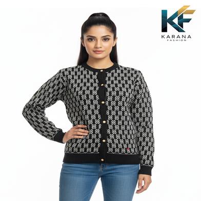 Premium Quality Free Size Short Cardigan Button Down Knit Sweater For Ladies image