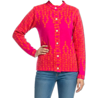 Premium Quality Free Size Short Cardigan Button Down Knit Sweater For Ladies image