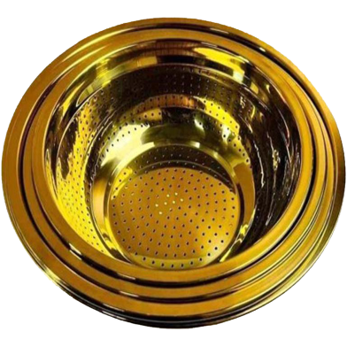 Premium Quality Stainless Steel Golden Color Vegetable Washing Net Pot/ Basket 4 Pis set image