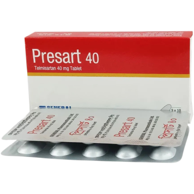 Presart 40mg Tablet 10's Strip image