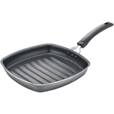 Prestige Omega Select Plus Square Induction Base Non-Stick Aluminium Grill Pan 25 Cm, Black|Nonstick Coating|3 Layer; Finish|Metal Spoon Friendly image