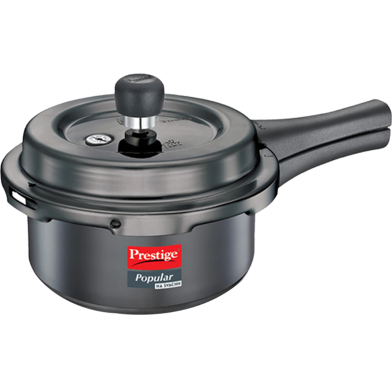 Prestige Popular Svachh Hard Anodised Outer Lid Pressure Cooker Deep Lid-Controls Spillage-Black image