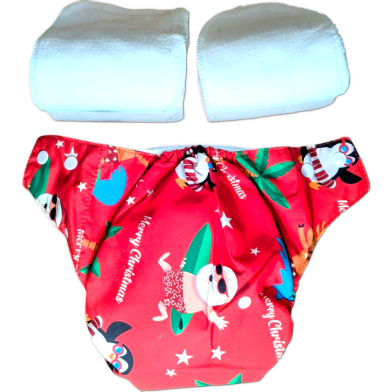 Printed Washable Cloth Diaper with 2 Removable Pads | Reusable Baby Diaper, Leak-Proof and Adjustable image