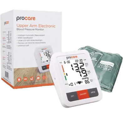 ProCare Blood Pressure Monitor Upper Arm Electronic BP Machine | Intelligent Automatic Upper Arm BP Machine Large LCD Monitor Voice image