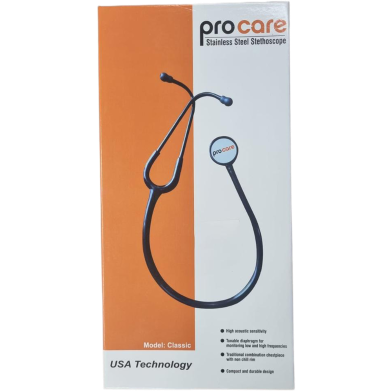 Procare Classic Stainless Steel Stethoscope - Black image
