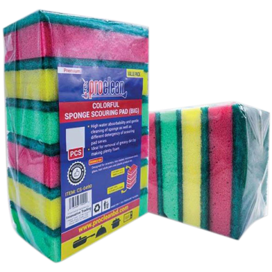 Proclean Colorful Sponge Scouring Pad - 6 Pcs Pack image