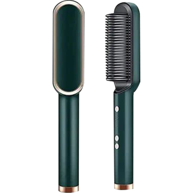 Professional 2 in 1 Hair Straightener Brush - Electric Hot Comb for Salon-Style Results image