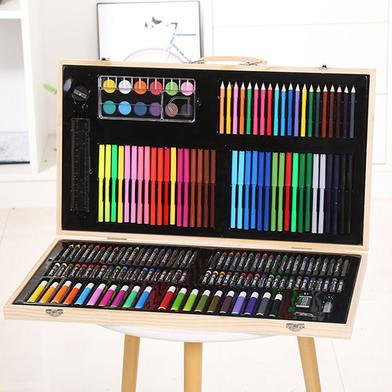 Professional Art Set 180 Pcs Deluxe Art Set in Wooden Case For Painting And Drawing Set Professional Art Kit image