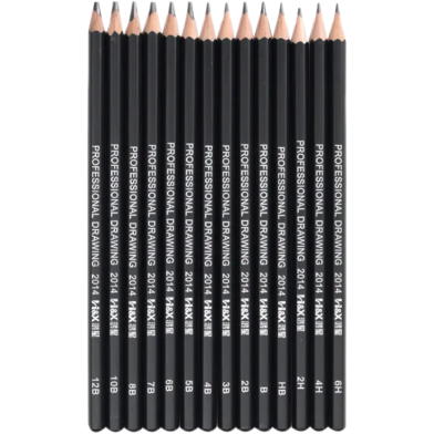 Professional Graphite and Charcoal Sketching Drawing Pencil Set - 14 Pcs image