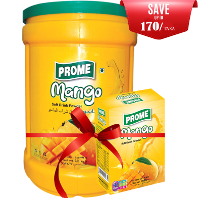 Prome Mango Powder Drink Can 2.25 Kg With Mango Powder Drink Box 250 gm (FREE) image