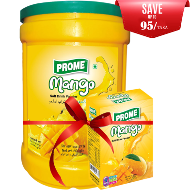 Prome Mango Powder Drink Can 600 gm With Mango Powder Drink Box 70 gm (FREE) image