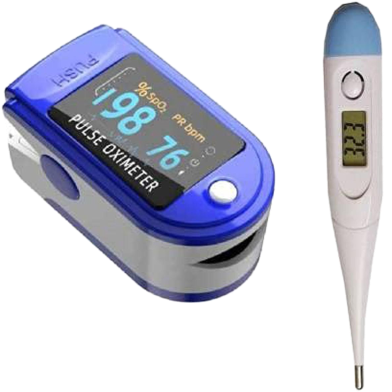 Pulse Oximeter Fingertip and Thermometer (Blue) Combo Offer image