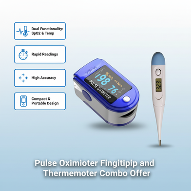 Pulse Oximeter Fingertip and Thermometer (Blue) Combo Offer Slide 2