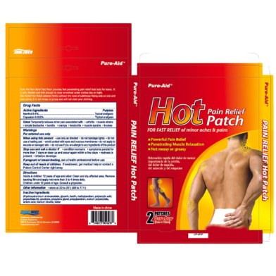 Pure Aid Hot Pain Relief 2 Patches 8cm X 12 cm image