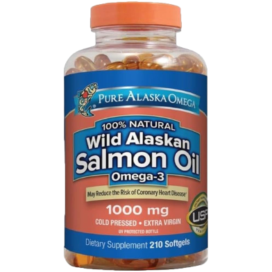 Pure Alaska Omega 100 parcent Natural Wild Alaskan Salmon Oil 1000 mg 210 ct Softgels image