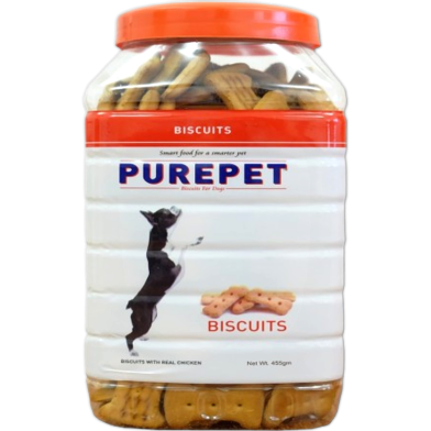 Purepet Puppy Dog Training Treats Biscuit For All Life Stages Dog - 455g(Jar) - (Chicken Flavour, Real Chicken Biscuit) image
