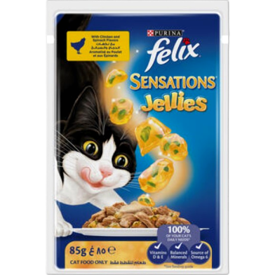 Purina Felix Cat Pouch Chicken and Spinach In Jelly 85g | Cat Wet Food image