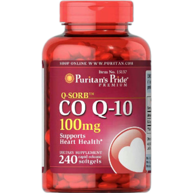 Puritans Pride CoQ10 100mg Supports Heart Health 240 Softgels (USA) image