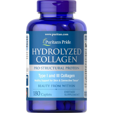 Puritan’s Pride Hydrolyzed Collagen Pro-Structural Protien 180 Caplets -523018604 image