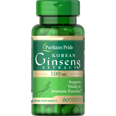 Puritan's Pride Korean Ginseng Standardized 100 mg 60 Capsules -325992686 image