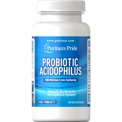 Puritan's Pride Probiotic Acidophilus 100 Million Live Cultures 100 Tablets - 74312126109 image