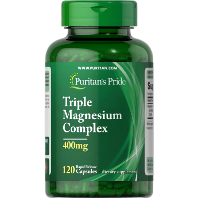 Puritan's Pride Triple Magnesium Complex 400mg 120 Capsules - 25077594214 image