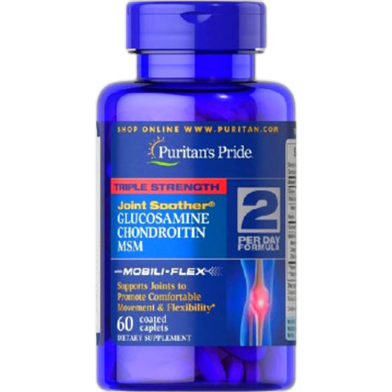 Puritans Pride Triple Strength Glucosamine, Chondroitin Msm Joint Soother, 60 Tablets image