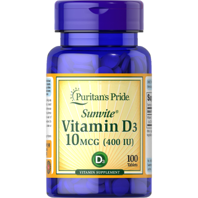 Puritan’s Pride Vitamin D3 10 mcg (400 IU) 100 Softgels image