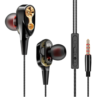 QKZ CK8 Dual Driver Audifonos Stereo Bass Sport Earphones - Black - Headphone image