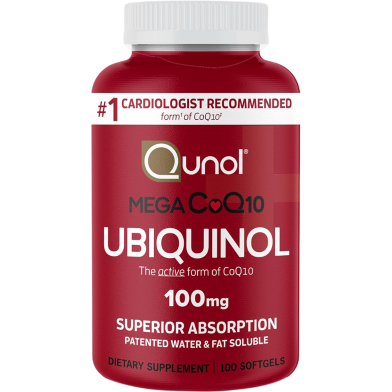 QUNOL Mega Ubiquinol 100 mg CoQ10, Superior Absorption Water and Fat Soluble 100 Count Softgels image