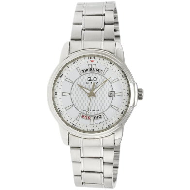 Q And Q Analog White Dial Men's Watch image