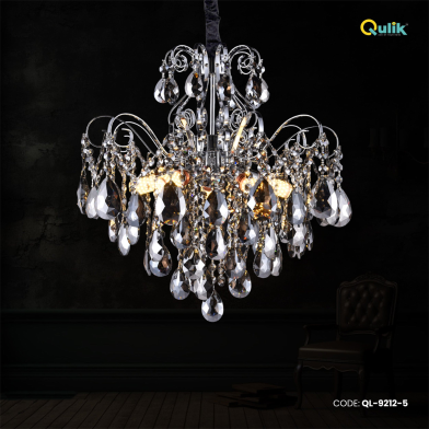 Qulik 5 Light Ceiling Pendant in Polished Chrome With Crystal Decoration image