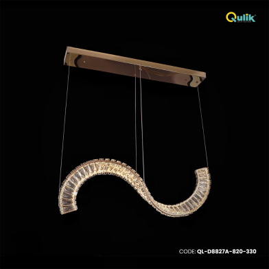 Qulik Crescent Wave Luxury LED Crystal Chandelier Pendant Light image