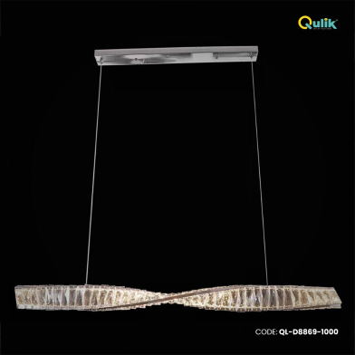 Qulik Linear Twisted Luxury LED Crystal Chandelier Pendant Light image