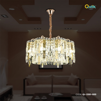 Qulik Luxury Modern Crystal Chandelier 3 color LED Ceiling Light image
