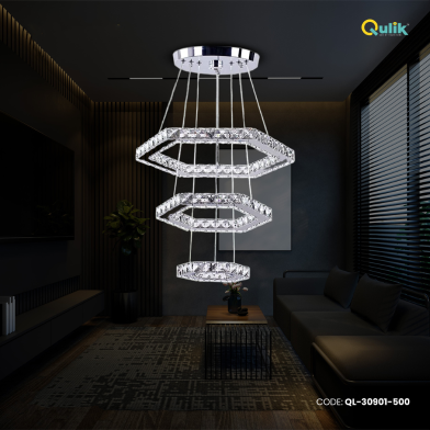Qulik Modern Chandelier Decorative 3-Layer Fountain LED Ceiling Light image