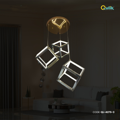 Qulik Modern Chandelier Decorative Hanging Modern 3 Cube LED Ceiling Light image