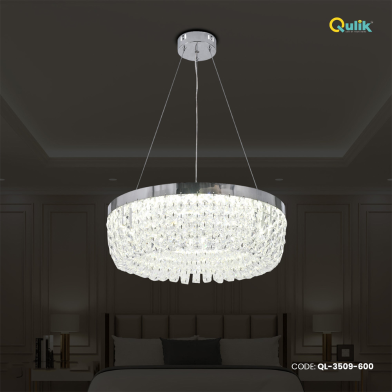 Qulik Modern Chandelier Decorative Hanging Octagonal Beads Shape LED Ceiling Light image