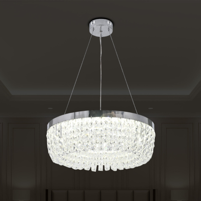 Qulik Modern Chandelier Decorative Hanging Octagonal Beads Shape LED Ceiling Light image