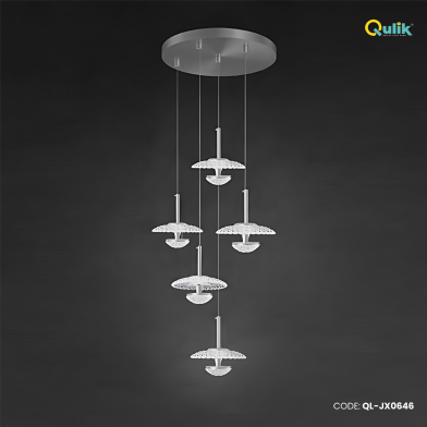 Qulik Modern Chandelier Decorative Hanging 5 Head Shape LED Ceiling Light image