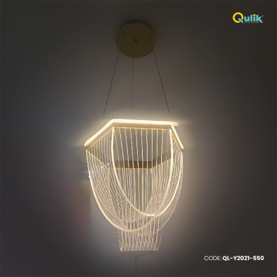 Qulik Modern Chandelier Hanging hexagons shape LED Ceiling Light image
