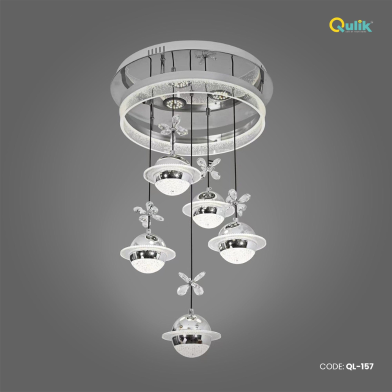 Qulik Modern Circle Ring Hanging Flower Pendant Light image