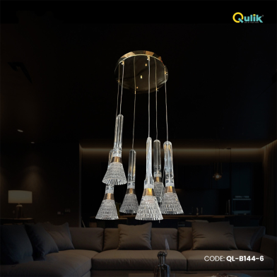 Qulik Modern Crystal Cascade Chandelier With Hanging Lights image