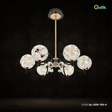 Qulik Modern Crystal Chandelier 6 Circle-Shaped Hanging LED Ceiling Light image