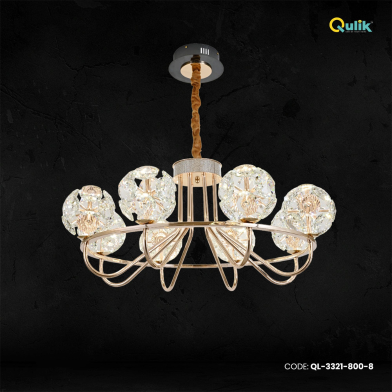 Qulik Modern Crystal Chandelier 8 Circle-shaped Hanging LED Ceiling Light image